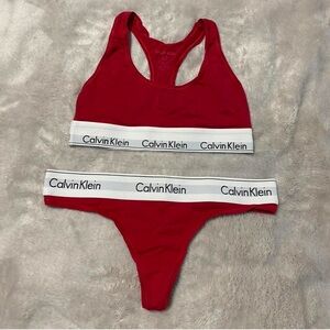 Calvin Klein Red Bralette and Thong Set